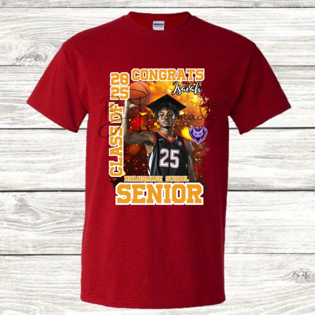 Custom Graduation Shirt | Class of 2025 | graphic style 12| Photo, Name, School Colors