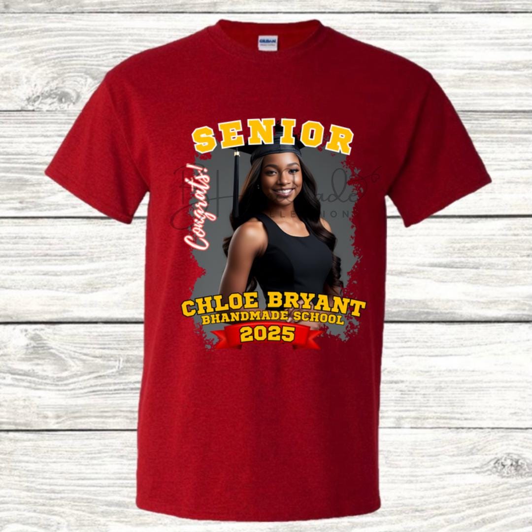 Custom Graduation Shirt | Class of 2025 | graphic style 14| Photo, Name, School Colors