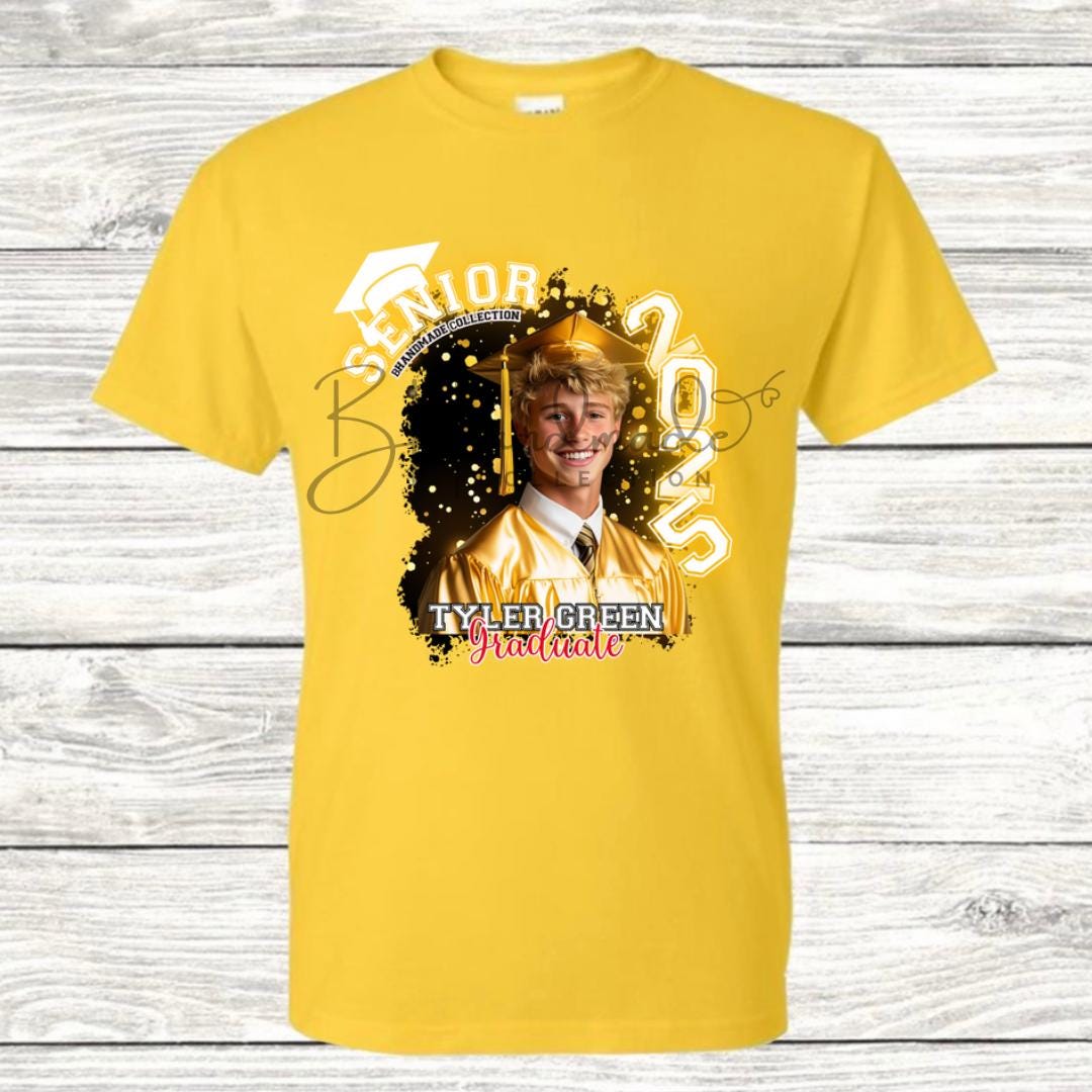 Custom Graduation Shirt | Class of 2025 | graphic style 15| Photo, Name, School Colors