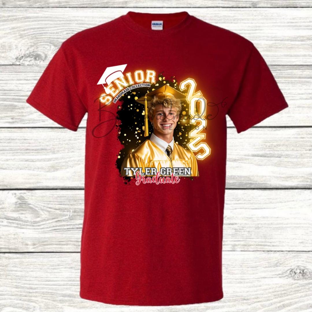 Custom Graduation Shirt | Class of 2025 | graphic style 15| Photo, Name, School Colors