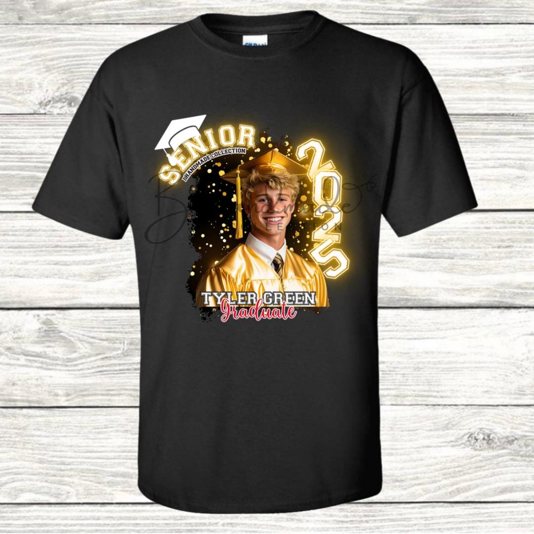Custom Graduation Shirt | Class of 2025 | graphic style 15| Photo, Name, School Colors