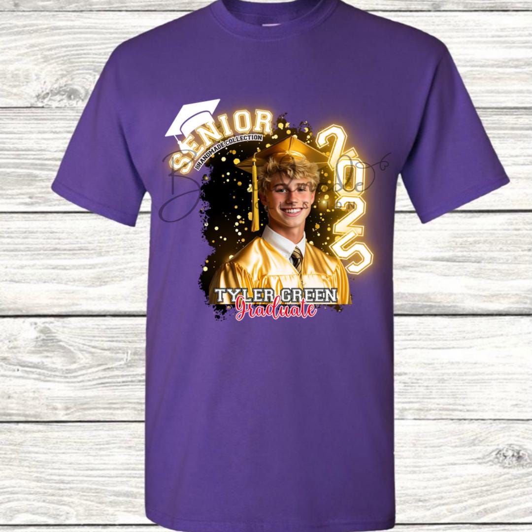 Custom Graduation Shirt | Class of 2025 | graphic style 15| Photo, Name, School Colors