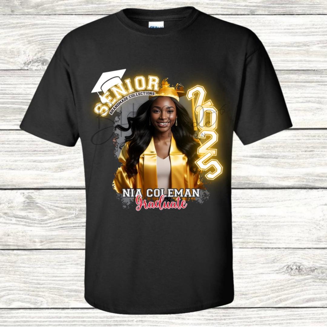 Custom Graduation Shirt | Class of 2025 | graphic style 16| Photo, Name, School Colors
