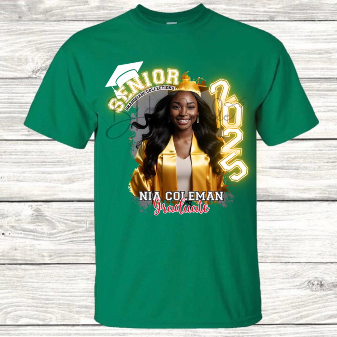 Custom Graduation Shirt | Class of 2025 | graphic style 16| Photo, Name, School Colors