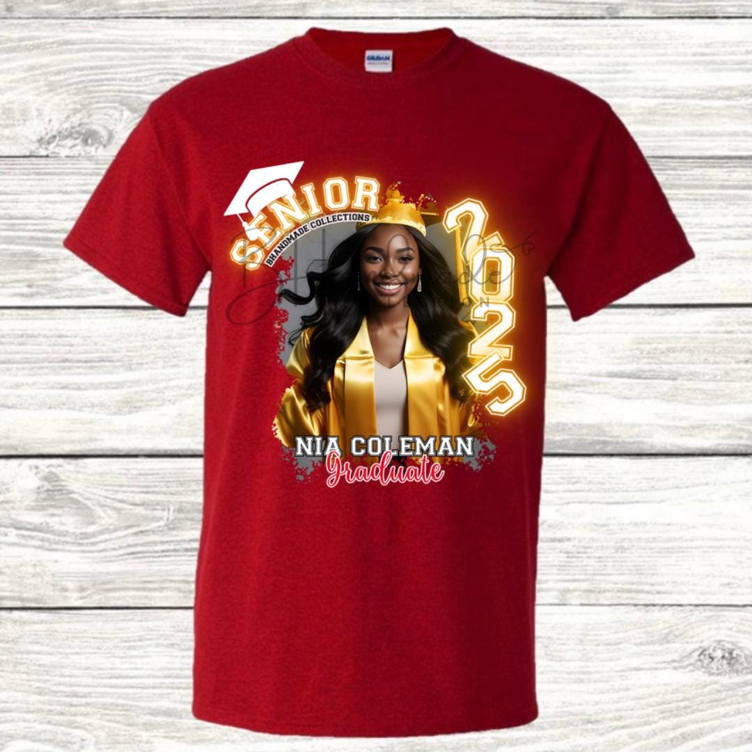 Custom Graduation Shirt | Class of 2025 | graphic style 16| Photo, Name, School Colors