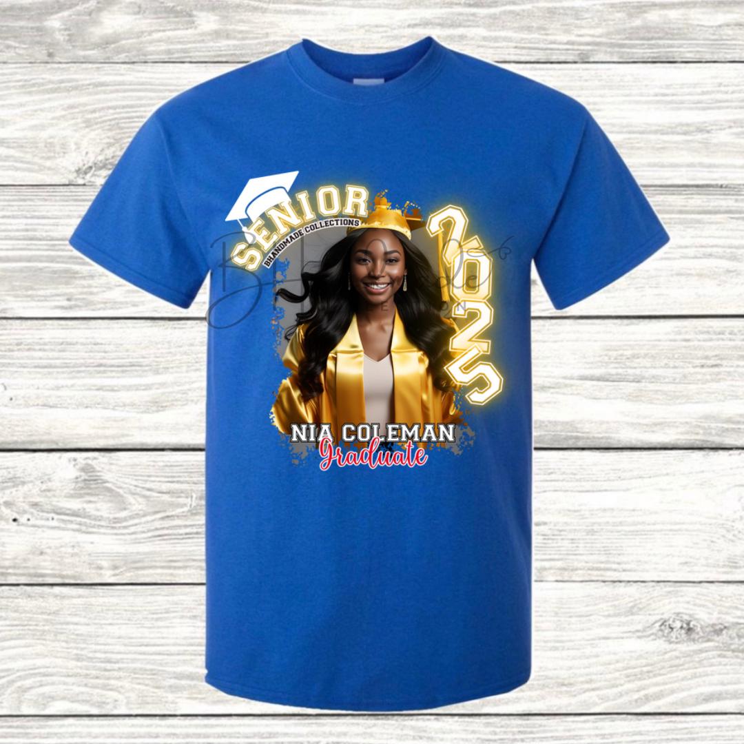 Custom Graduation Shirt | Class of 2025 | graphic style 16| Photo, Name, School Colors