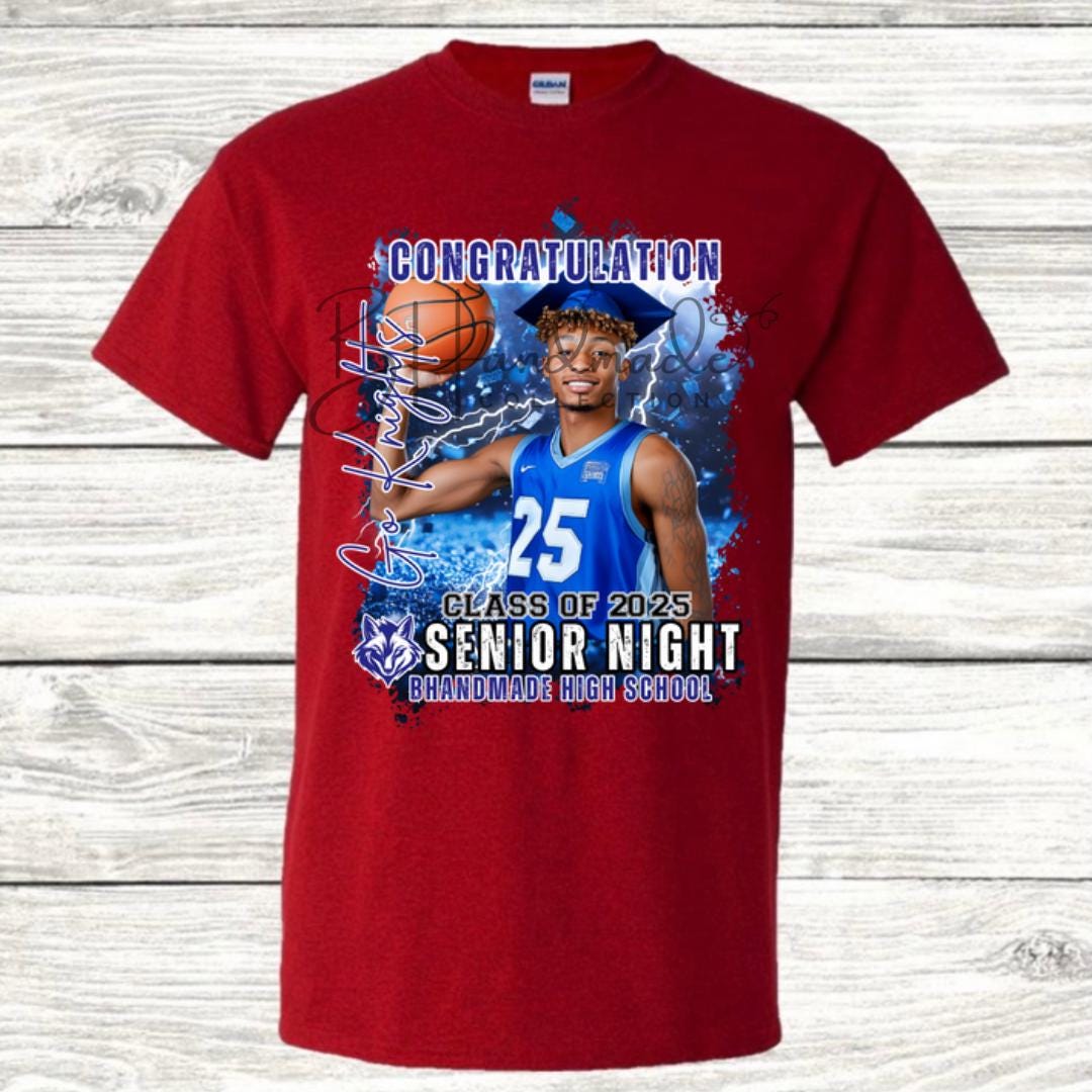 Custom Graduation Shirt | Class of 2025 | graphic style 17| Photo, Name, School Colors