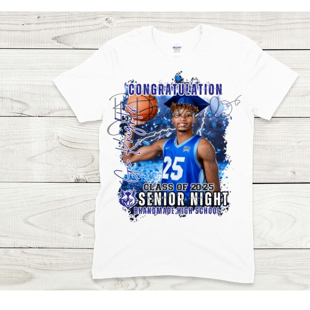 Custom Graduation Shirt | Class of 2025 | graphic style 17| Photo, Name, School Colors