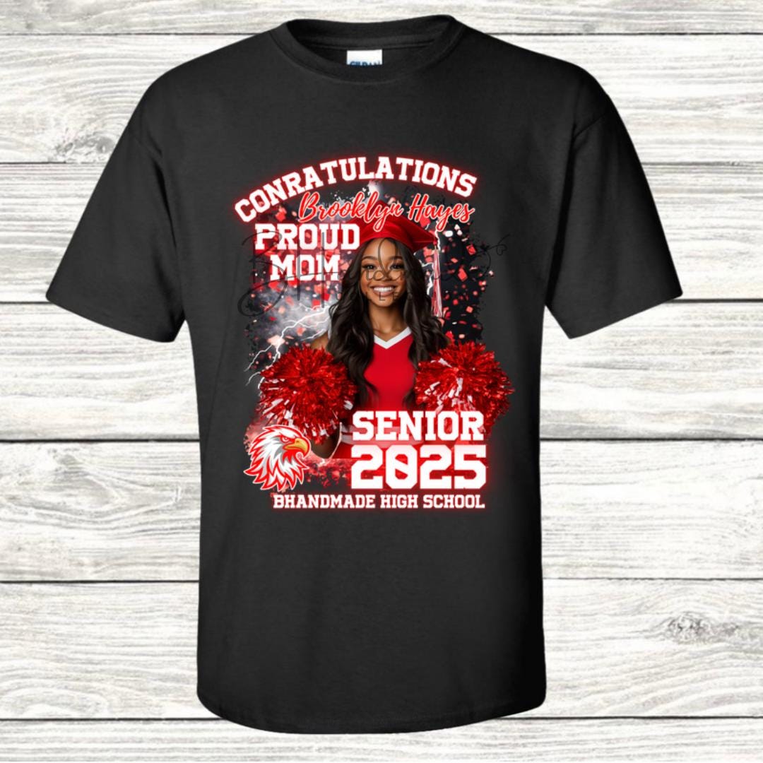 Custom Graduation Shirt | Class of 2025 | graphic style 18| Photo, Name, School Colors