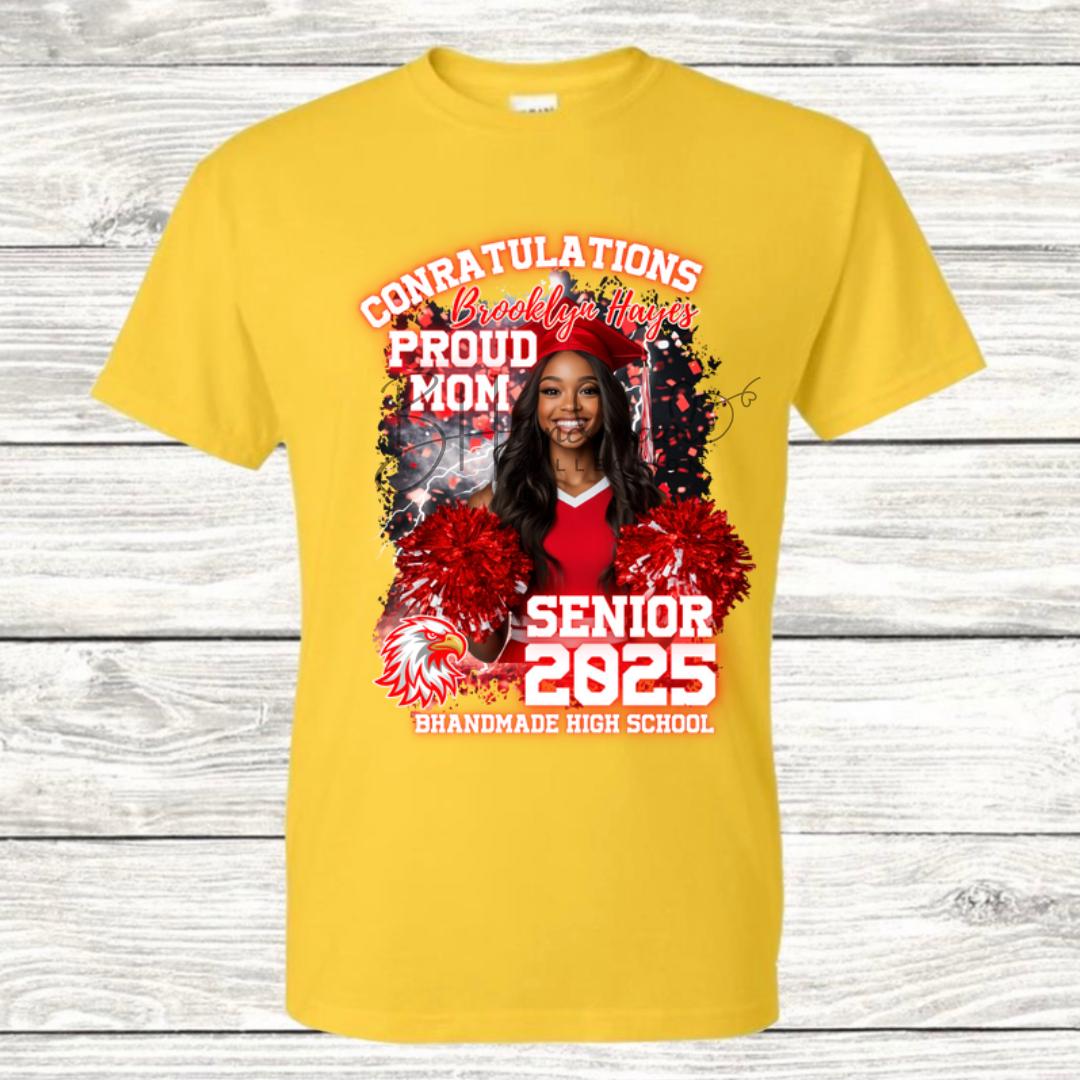 Custom Graduation Shirt | Class of 2025 | graphic style 18| Photo, Name, School Colors