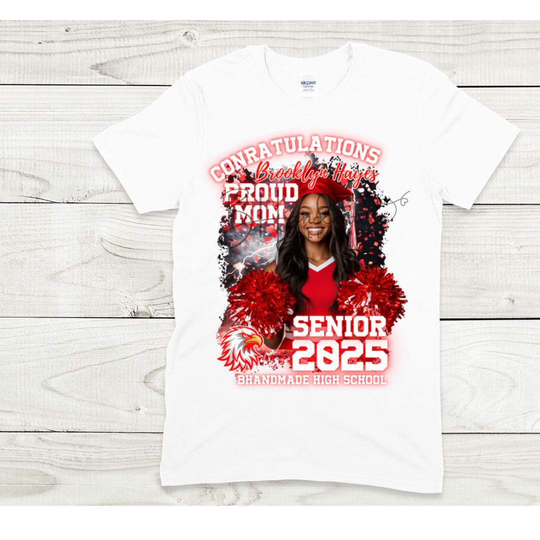 Custom Graduation Shirt | Class of 2025 | graphic style 18| Photo, Name, School Colors