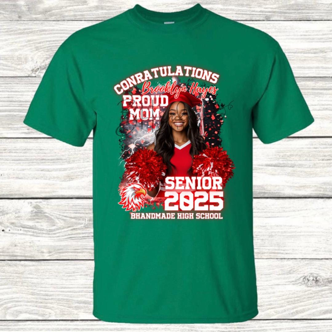 Custom Graduation Shirt | Class of 2025 | graphic style 18| Photo, Name, School Colors