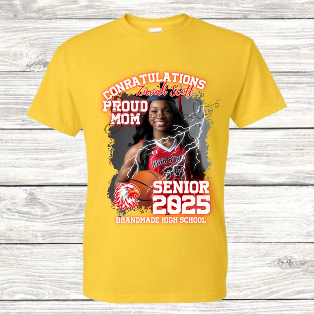 Custom Graduation Shirt | Class of 2025 | graphic style 19| Photo, Name, School Colors