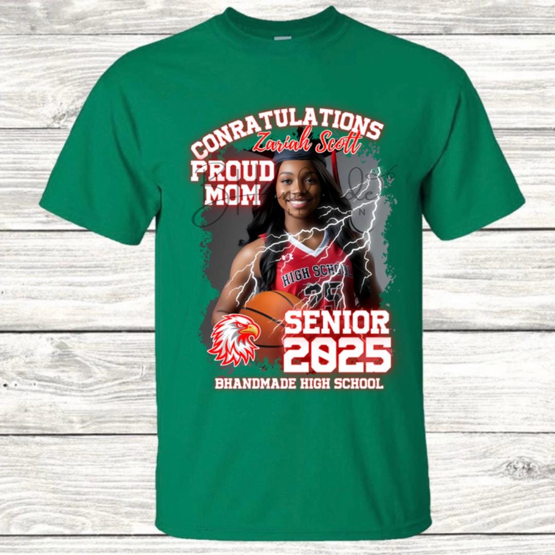 Custom Graduation Shirt | Class of 2025 | graphic style 19| Photo, Name, School Colors