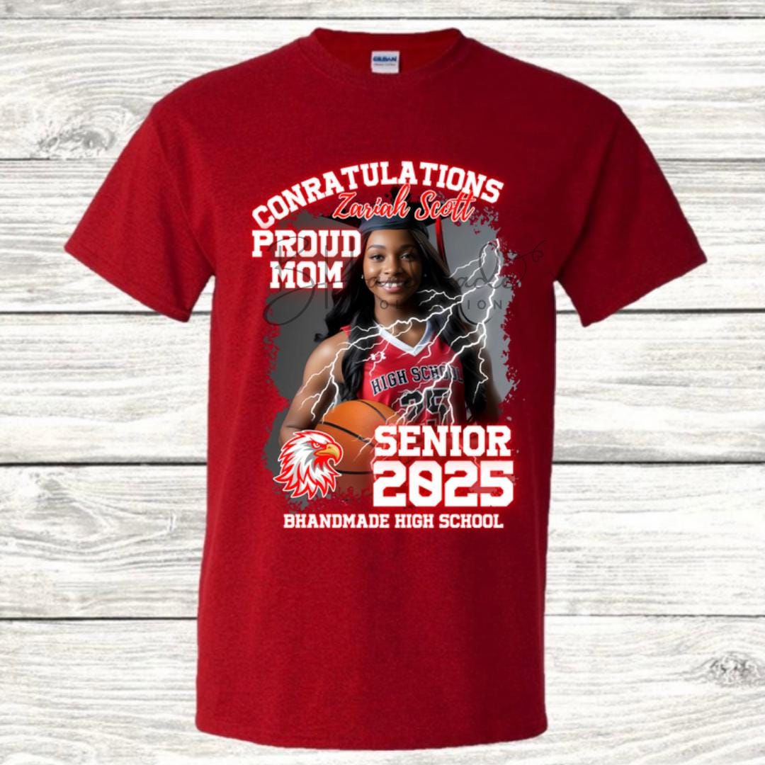 Custom Graduation Shirt | Class of 2025 | graphic style 19| Photo, Name, School Colors