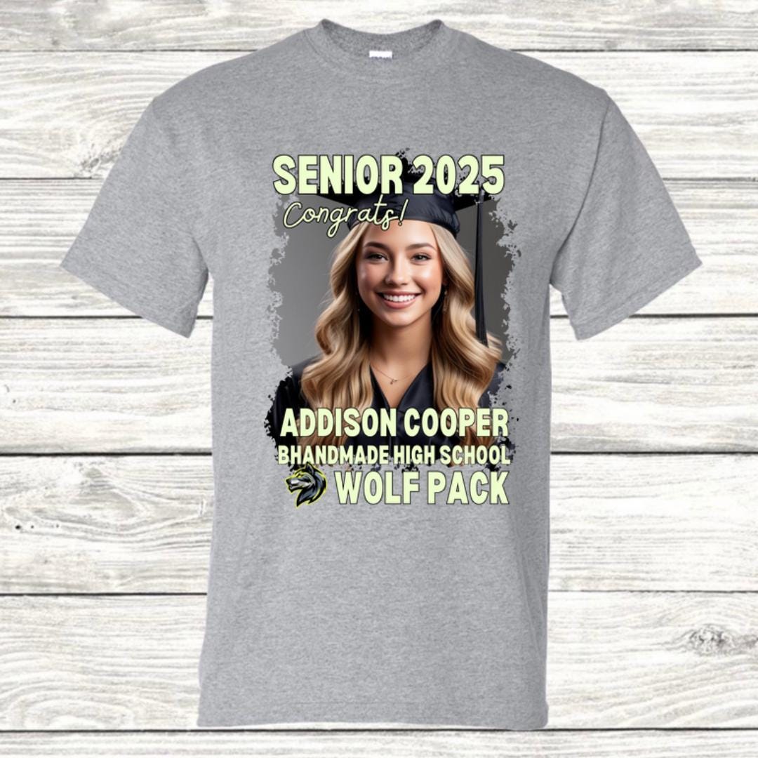 Custom Graduation Shirt | Class of 2025 | graphic style 20| Photo, Name, School Colors