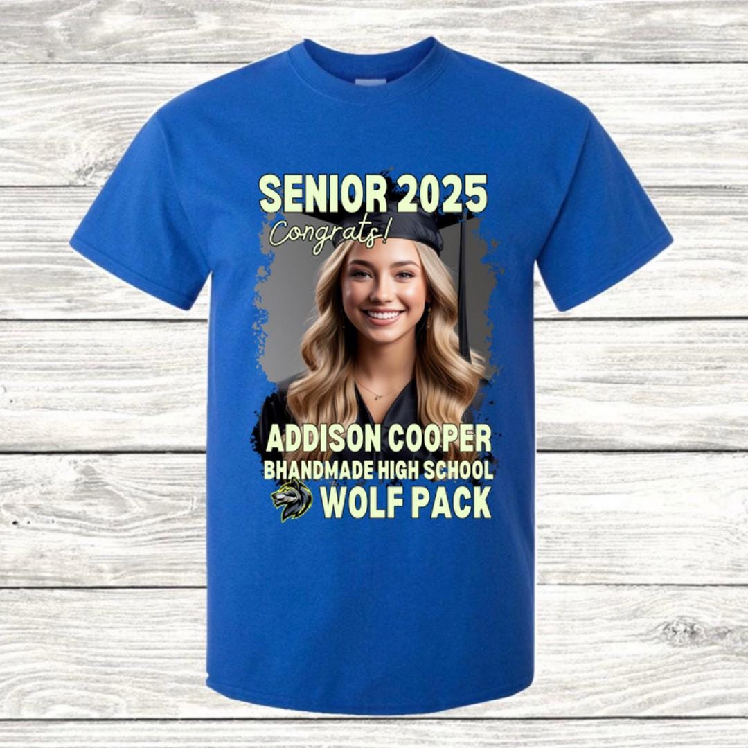 Custom Graduation Shirt | Class of 2025 | graphic style 20| Photo, Name, School Colors