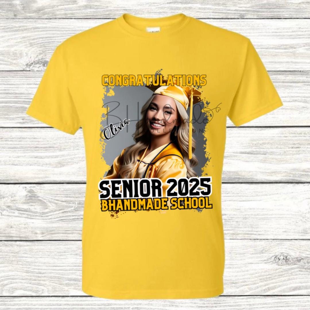Custom Graduation Shirt | Class of 2025 | graphic style 21| Photo, Name, School Colors