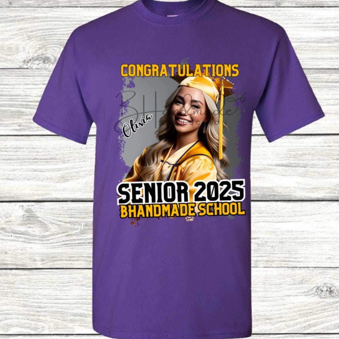 Custom Graduation Shirt | Class of 2025 | graphic style 21| Photo, Name, School Colors