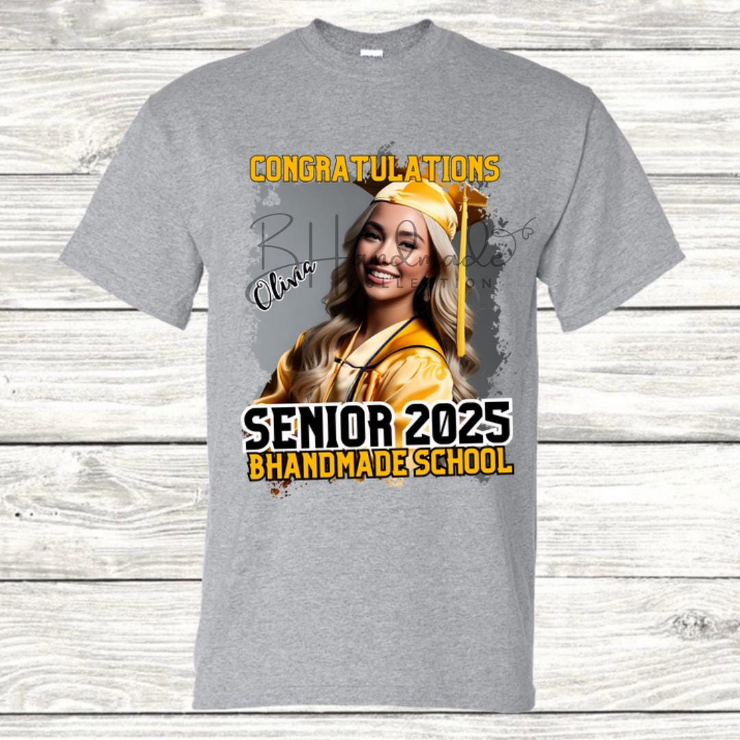 Custom Graduation Shirt | Class of 2025 | graphic style 21| Photo, Name, School Colors
