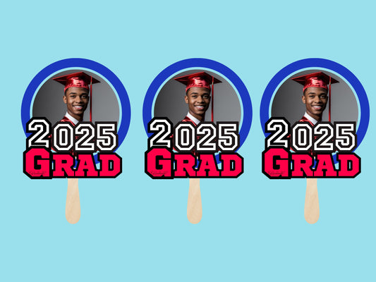 Custom Graduation Face Fans – Personalized Photo, School Colors & Mascot – Handheld Paddle Fans for Ceremonies, Parties style 6