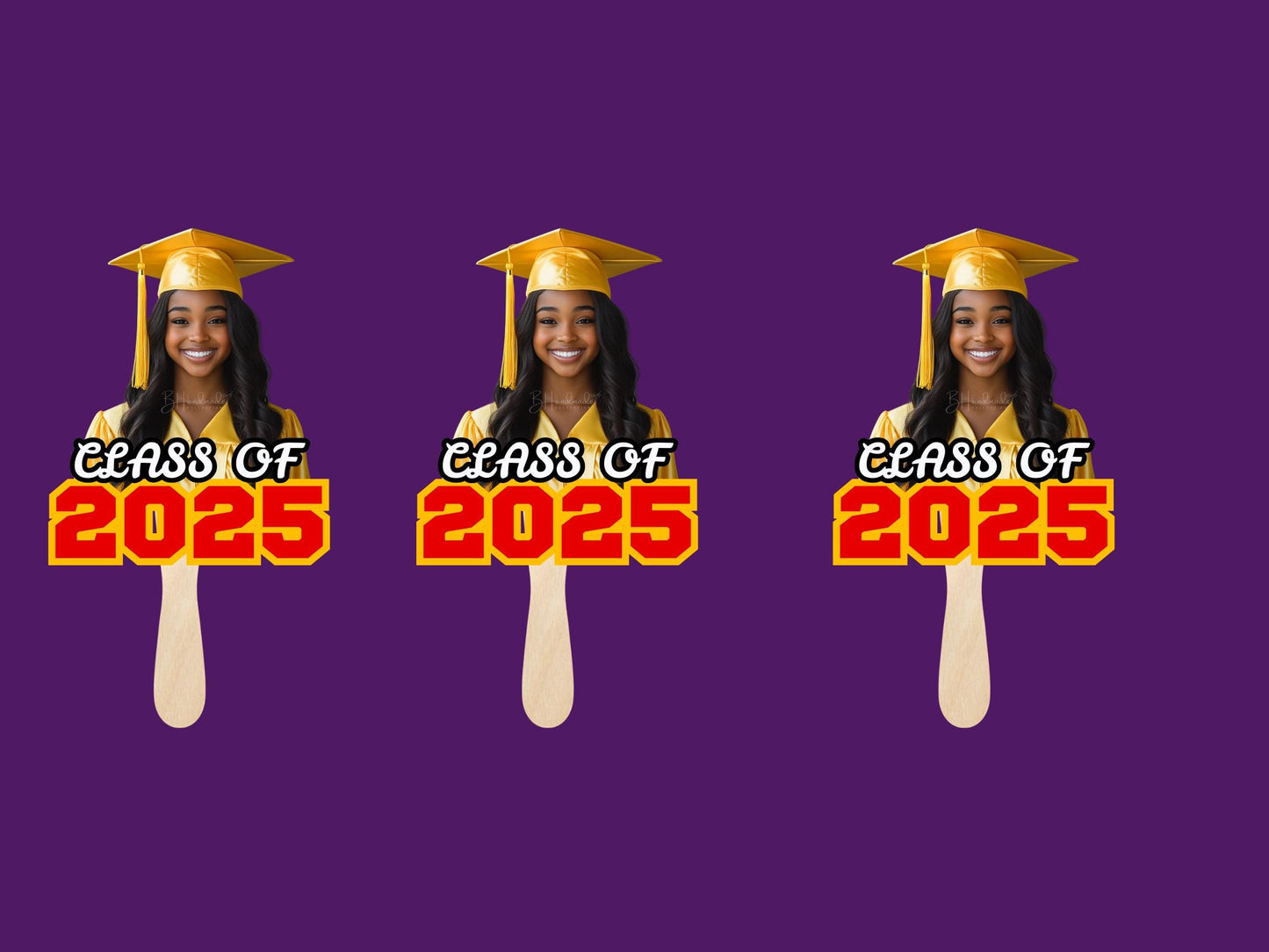 Custom Graduation Face Fans – Personalized Photo, School Colors & Mascot – Handheld Paddle Fans for Ceremonies, Parties style 7