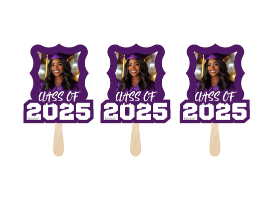 Custom Graduation Face Fans – Personalized Photo, School Colors & Mascot – Handheld Paddle Fans for Ceremonies, Parties style 8