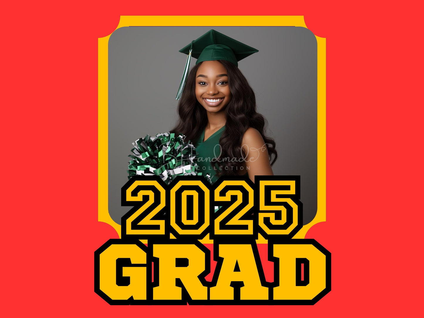 Custom Graduation Face Fans – Personalized Photo, School Colors & Mascot – Handheld Paddle Fans for Ceremonies, Parties style 3