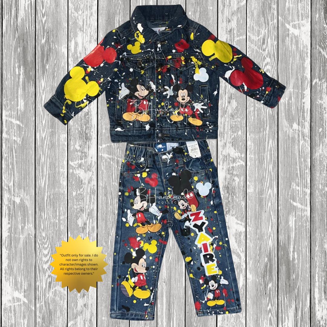 Classic Mouse Birthday Outfit – Red, Black & Yellow Theme – Custom Handmade Toddler Party Outfit – Overalls, Skirt, Shorts, or Tutu