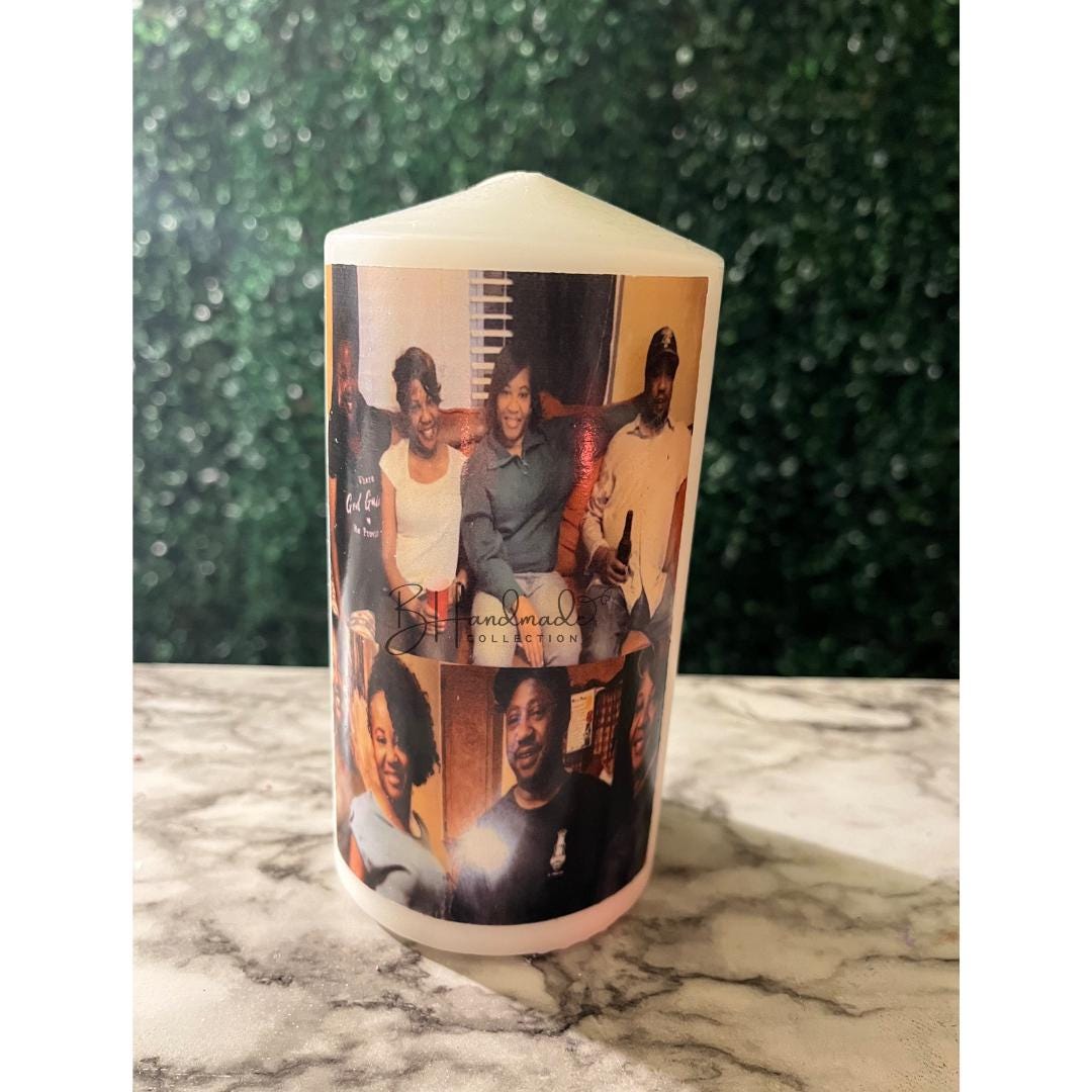 Personalized Photo Candle – Custom Memorial, Mother’s Day, Father’s Day Gift – Custom Picture Wax Pillar Candle for Special Occasions