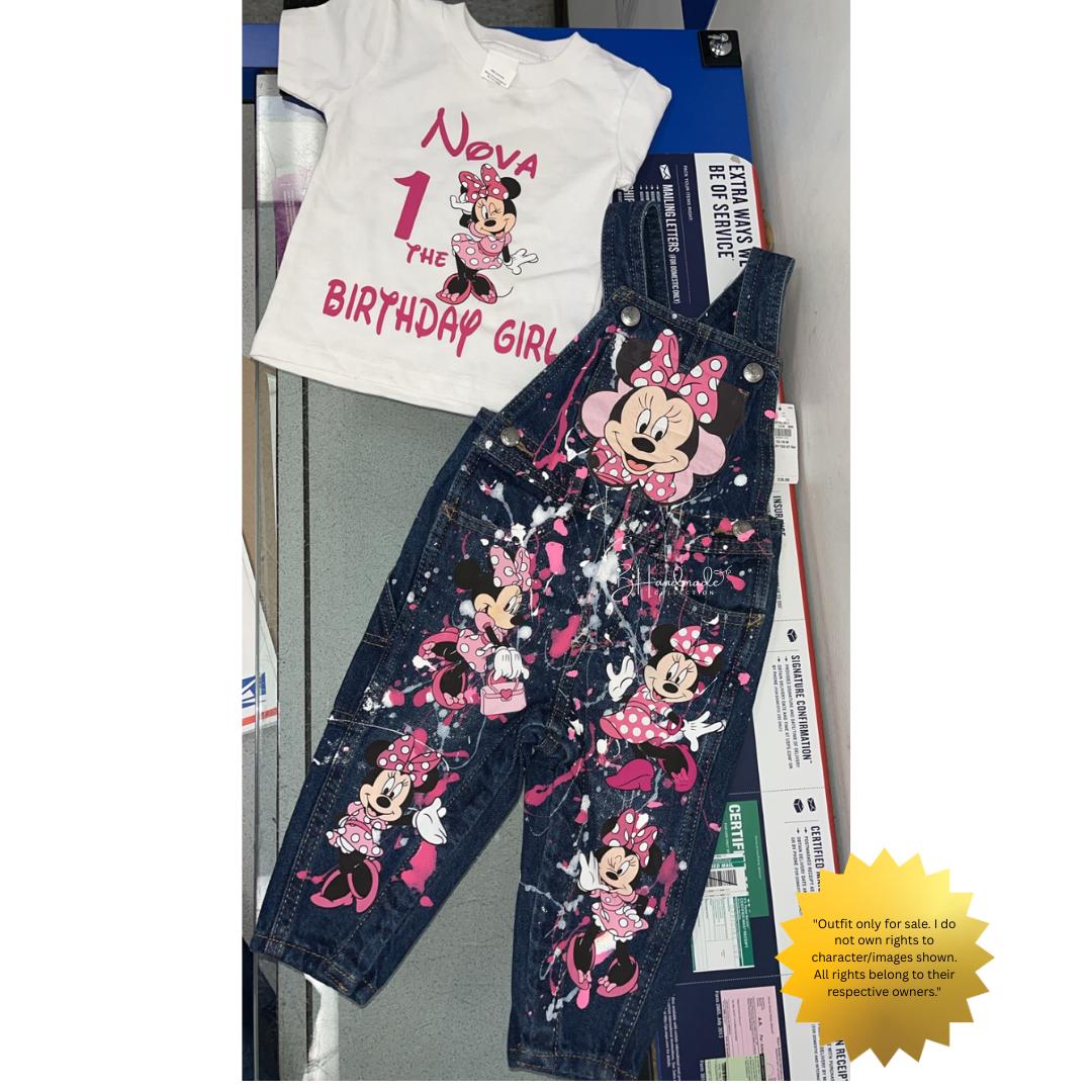 Mouse themed Birthday Girl Custom Overall Birthday Outfit