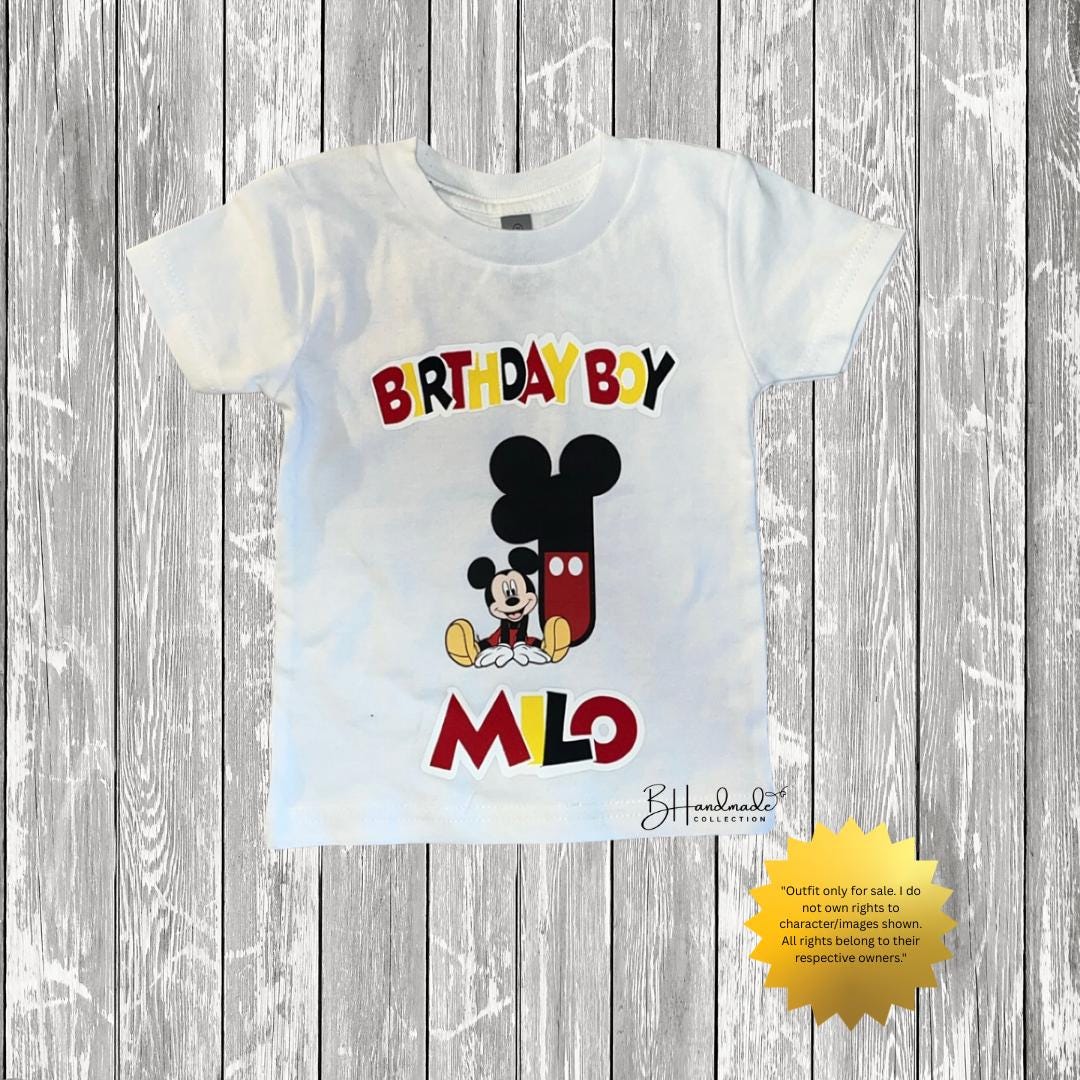 Classic Mouse Birthday Outfit – Red, Black & Yellow Theme – Custom Handmade Toddler Party Outfit – Overalls, Skirt, Shorts, or Tutu