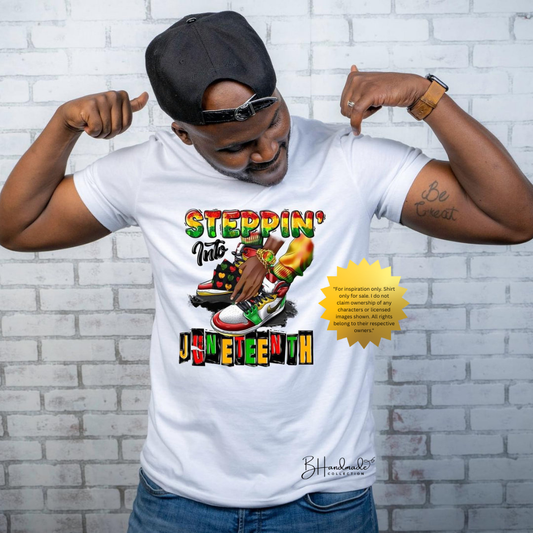 Steppin’ Into Juneteenth Men’s Shirt – Black Pride Sneaker Graphic Tee | Freedom, Culture & Style