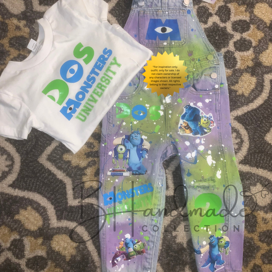 Silly Monster Bash Birthday Outfit – Handmade Toddler Party Clothes – Overalls, Skirt, Shorts, or Tutu
